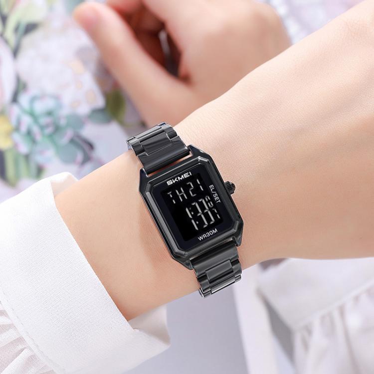 skmei-2493-small-women-electronic-watch-square-steel-strap-watch-style-silver-case-black