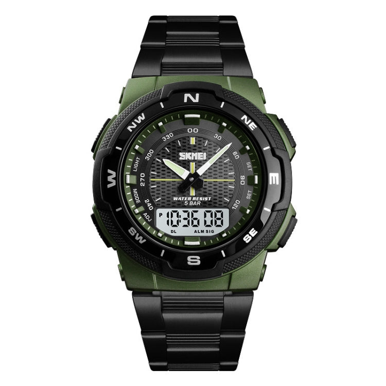 skmei-1370-multifunctional-men-outdoor-sports-noctilucent-waterproof-stainless-steel-digital-wrist-watch-army-green